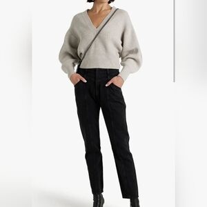 NWT IRO Boucry High Rise Wide Waist Tapered Jeans In Black Stone US 4